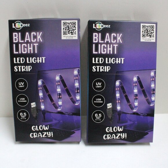 2 Boxes (Contains 1 Each) Black Light LED Light Strip - USB Powered - Picture 1 of 9